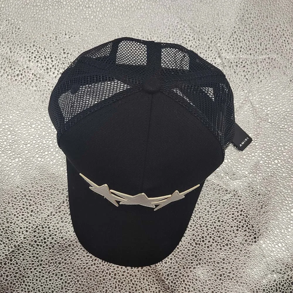 AMIRI White Leather 3 Star Black Trucker Hat - Picture 4 of 8